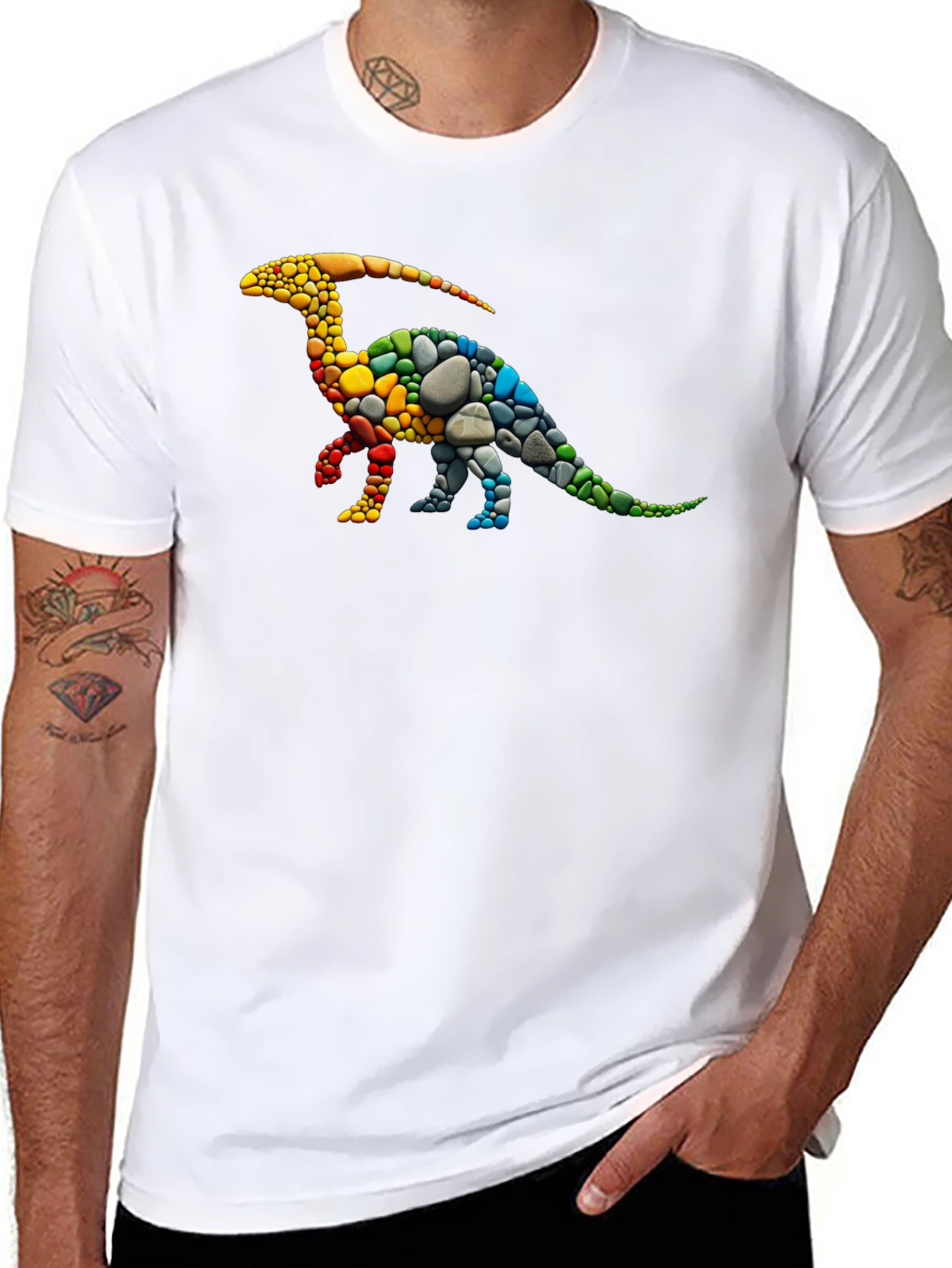 Dinosaur Stone T-Shirt - Rainbow Parasaurolophus