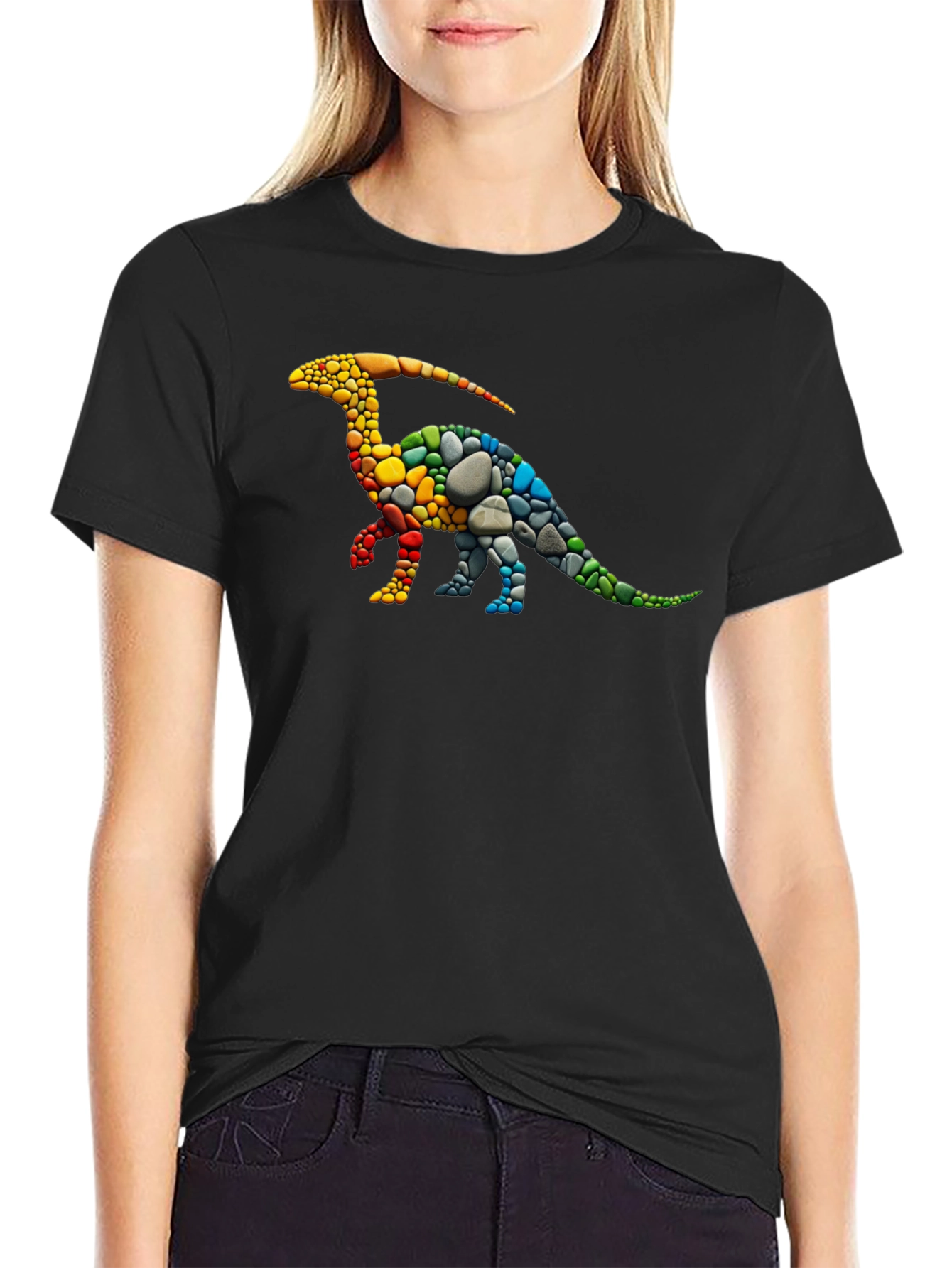 Dinosaur Stone T-Shirt - Rainbow Parasaurolophus