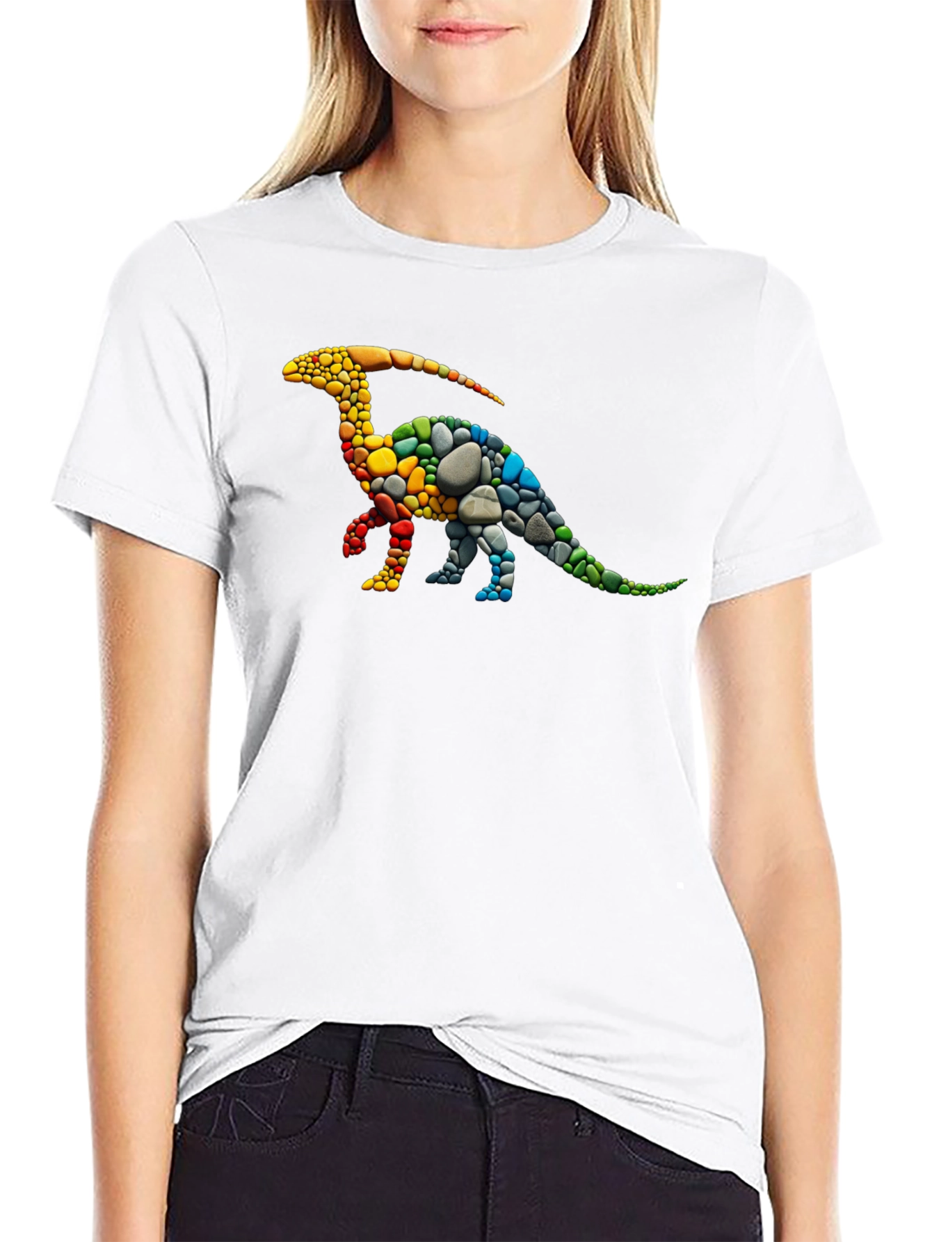 Dinosaur Stone T-Shirt - Rainbow Parasaurolophus