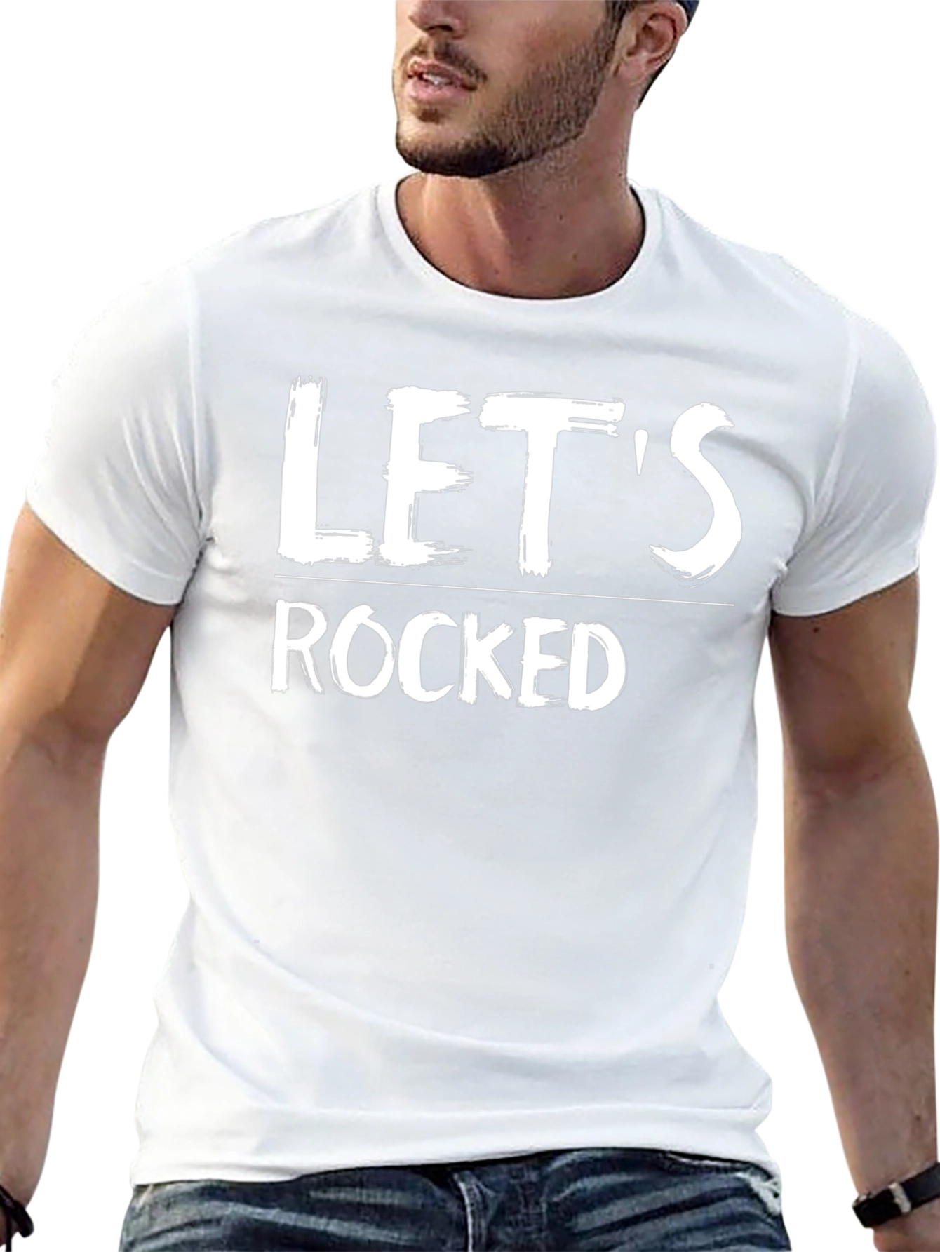 Lets Rocked Graphic Print Black T-Shirt