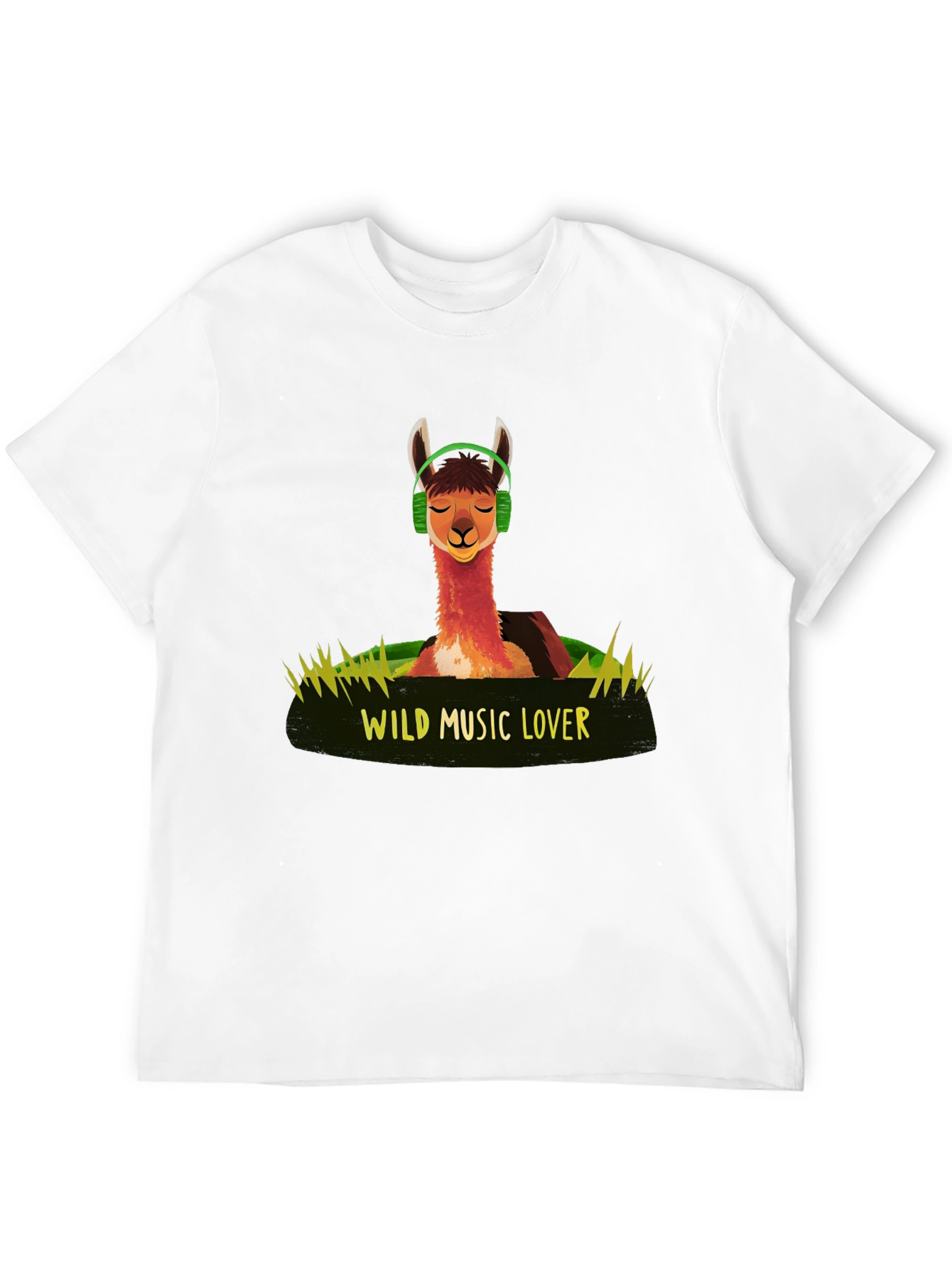 Wild Music Lover T-Shirt - Llama Headphone Design