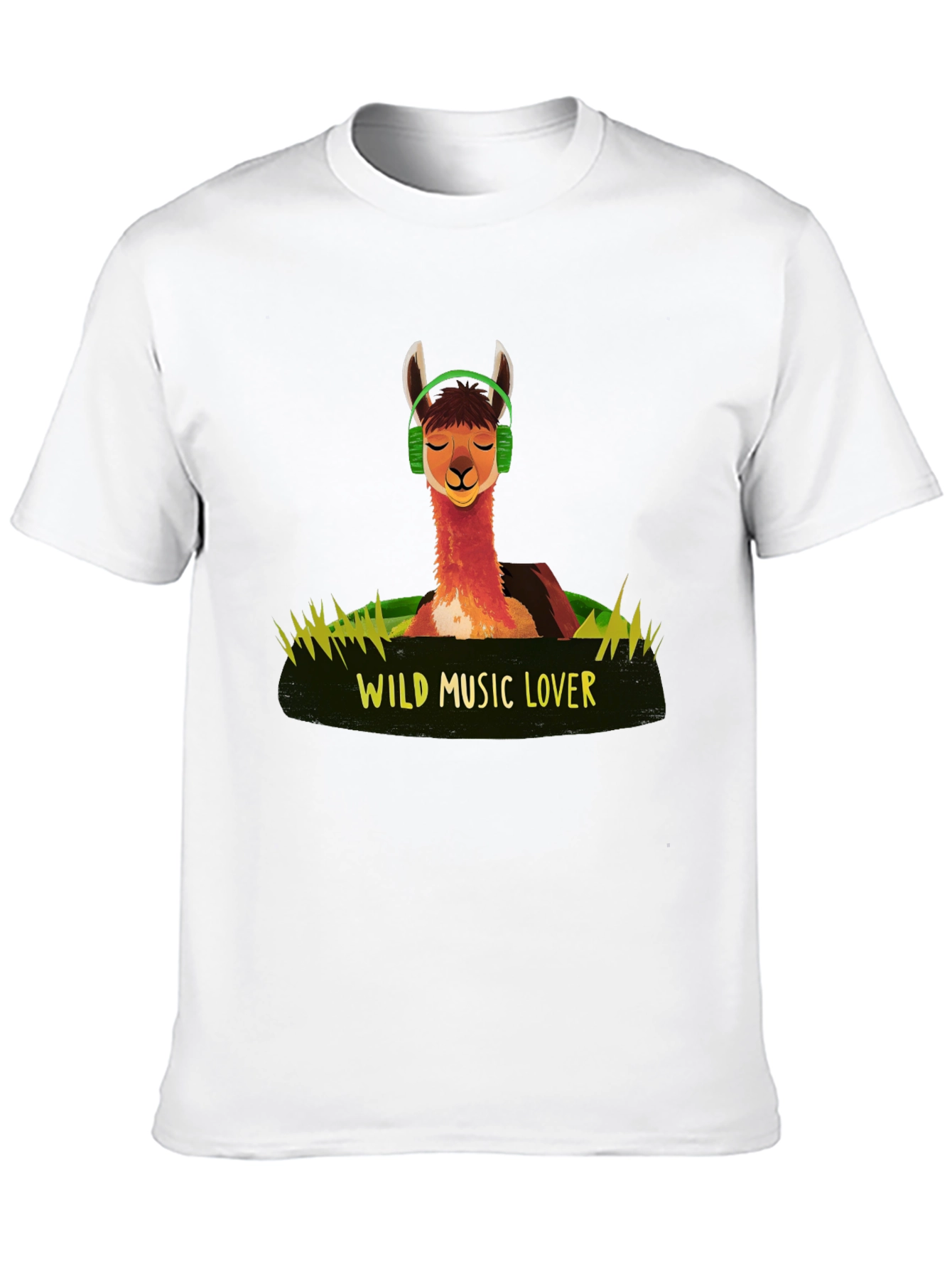Wild Music Lover T-Shirt - Llama Headphone Design