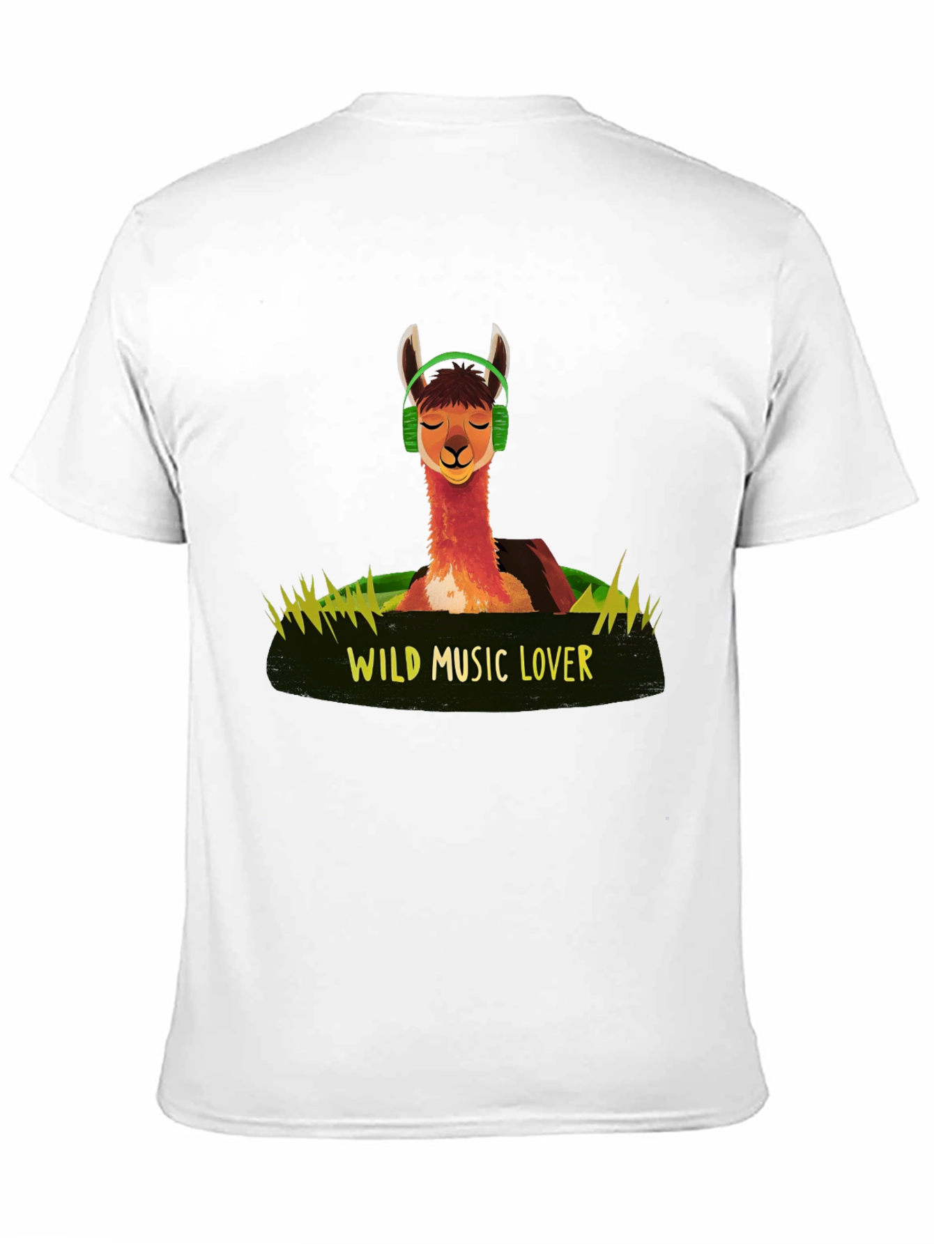 Wild Music Lover T-Shirt - Llama Headphone Design