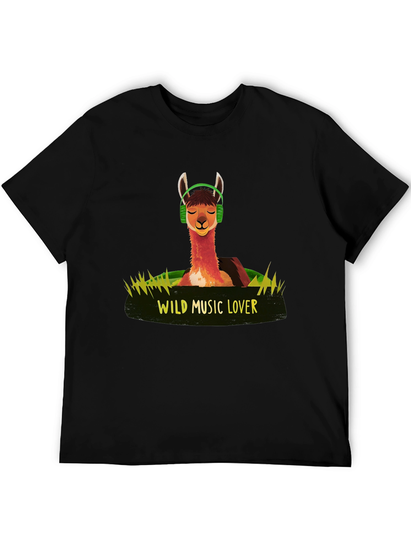Wild Music Lover T-Shirt - Llama Headphone Design