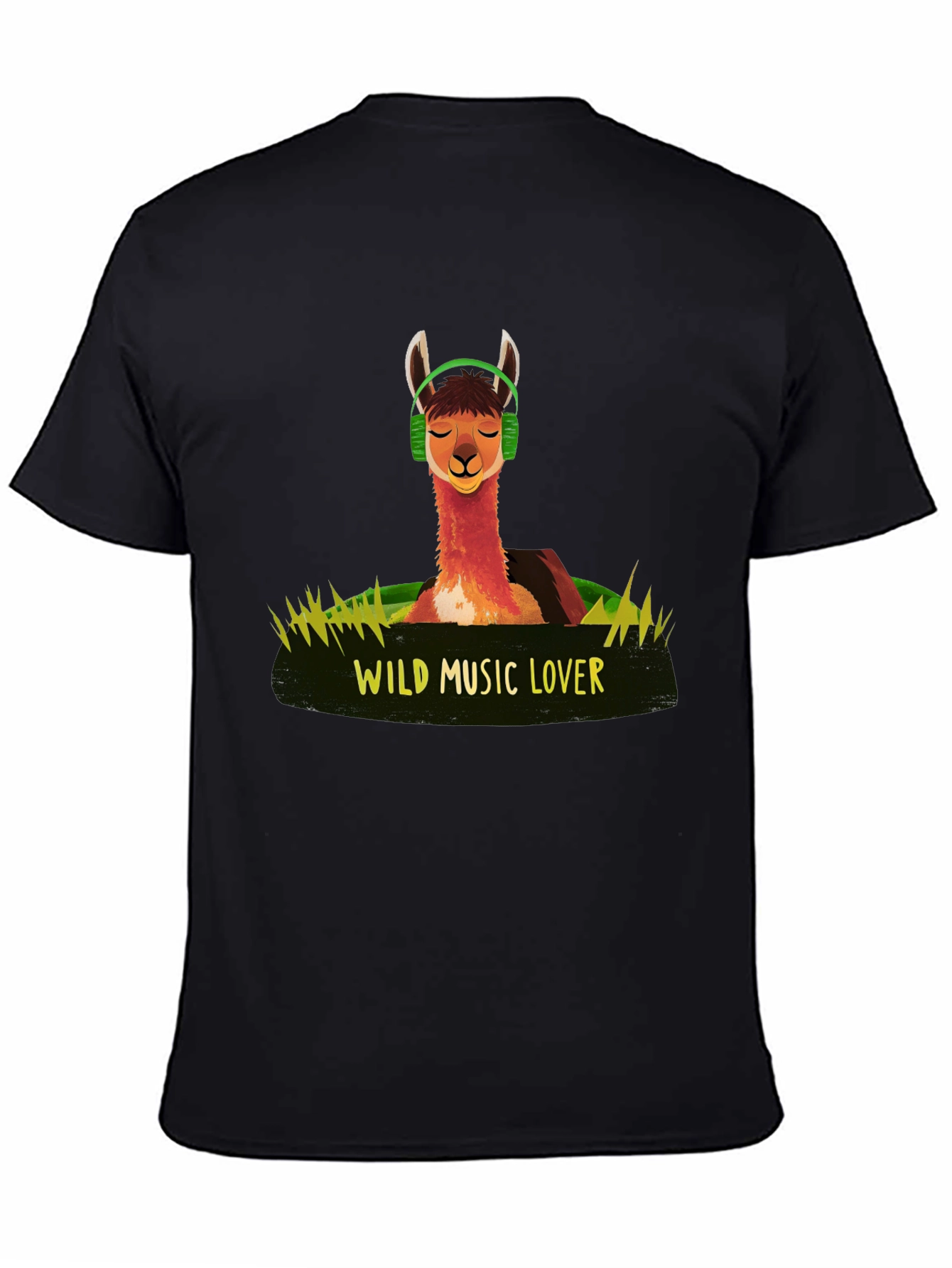 Wild Music Lover T-Shirt - Llama Headphone Design
