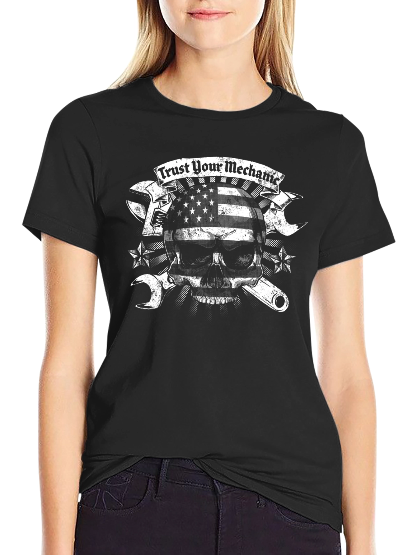 Trust Your Mechanic Skull Graphic T-Shirt