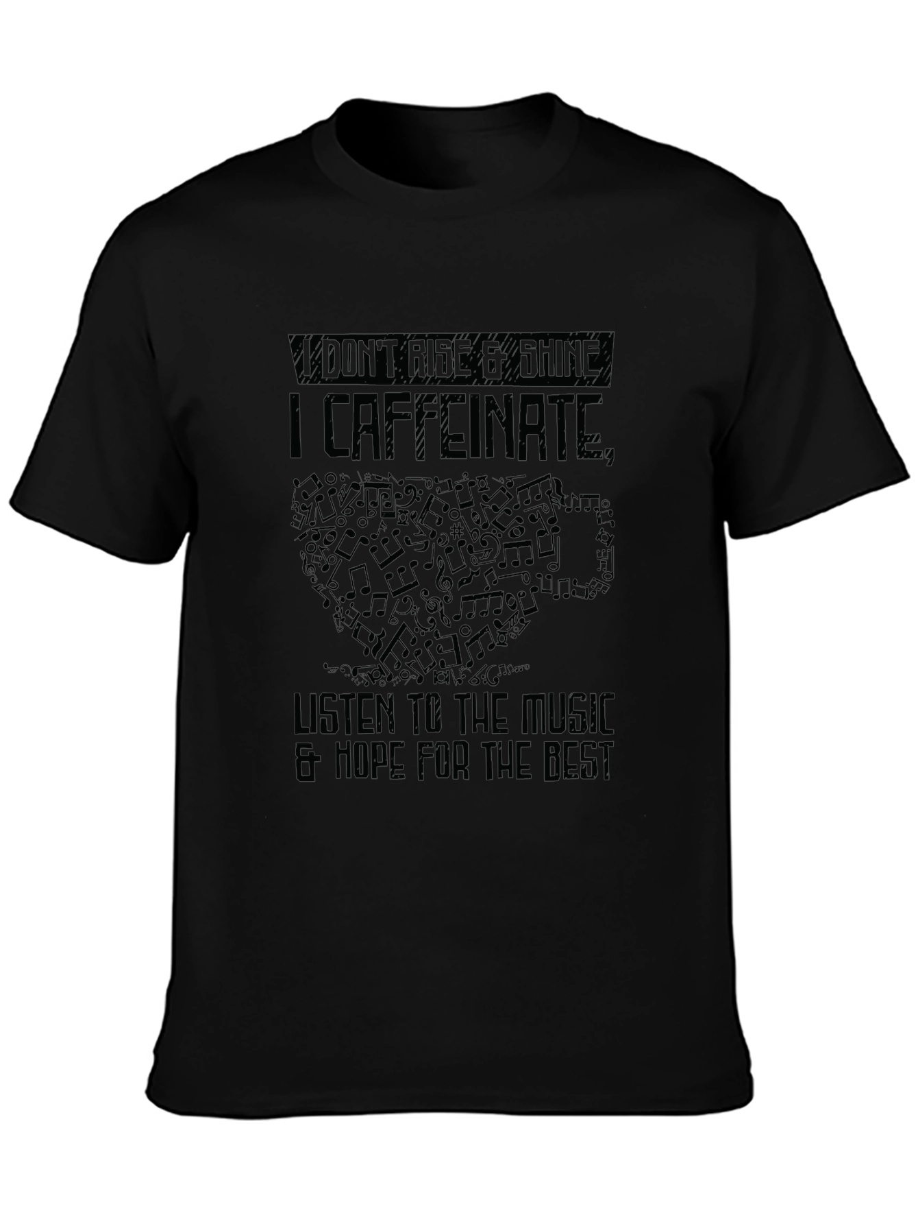 Caffeinate Music Lover Black T-Shirt