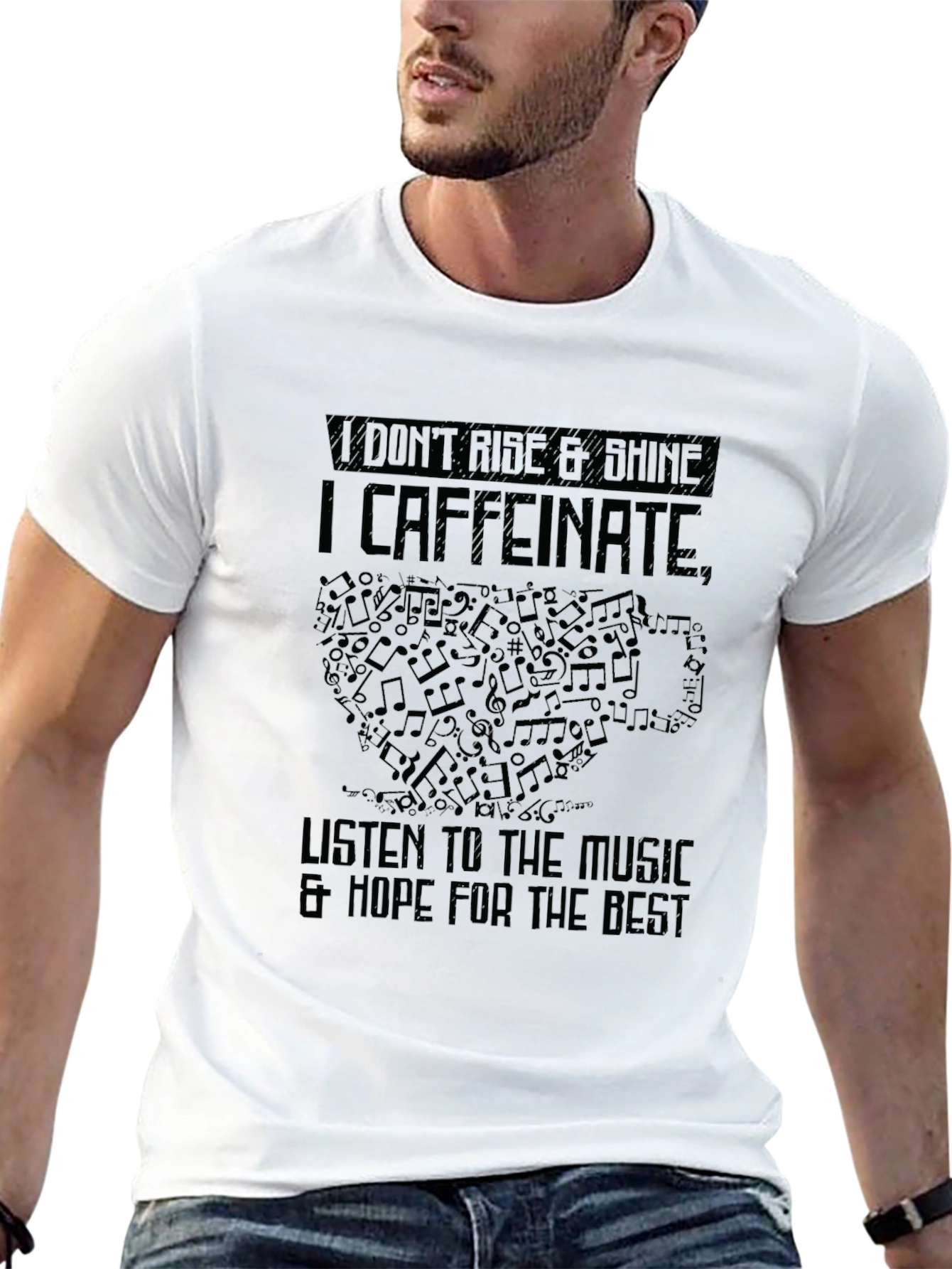 Caffeinate Music Lover Black T-Shirt
