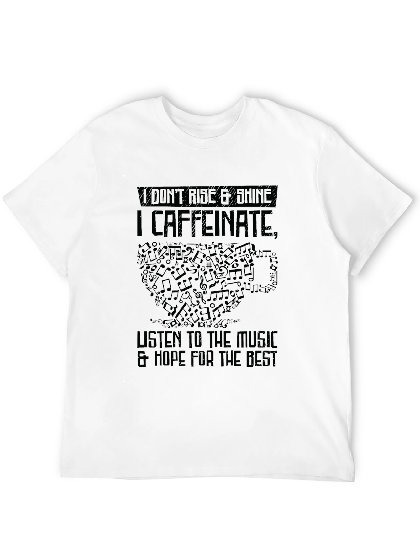 Caffeinate Music Lover Black T-Shirt