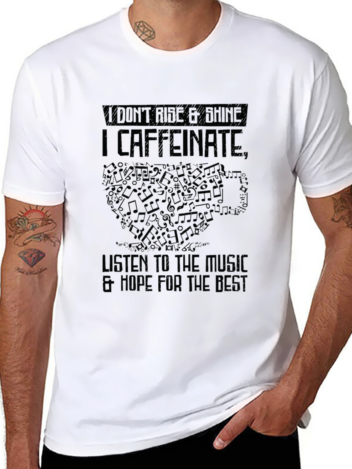 Caffeinate Music Lover Black T-Shirt