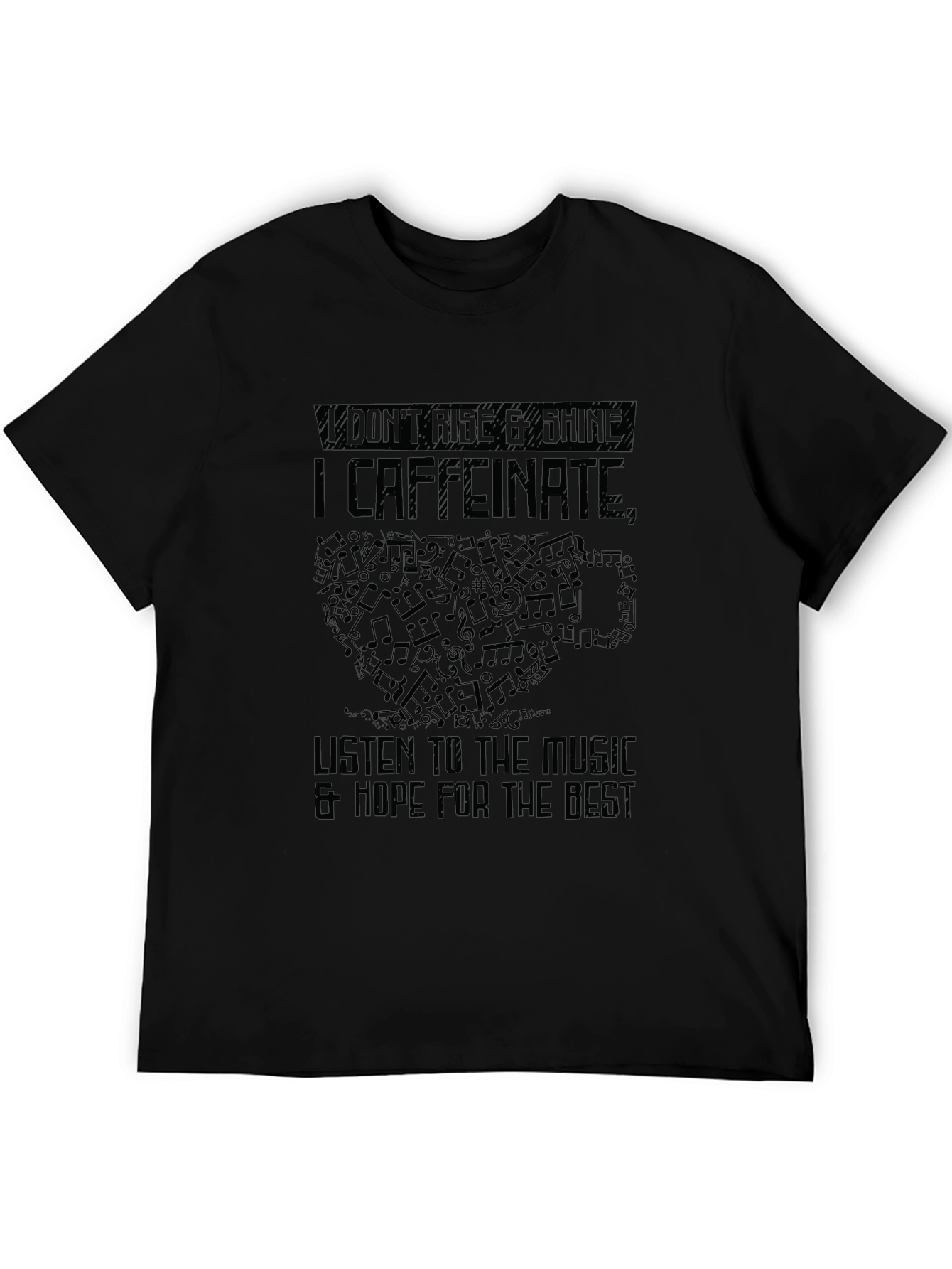 Caffeinate Music Lover Black T-Shirt