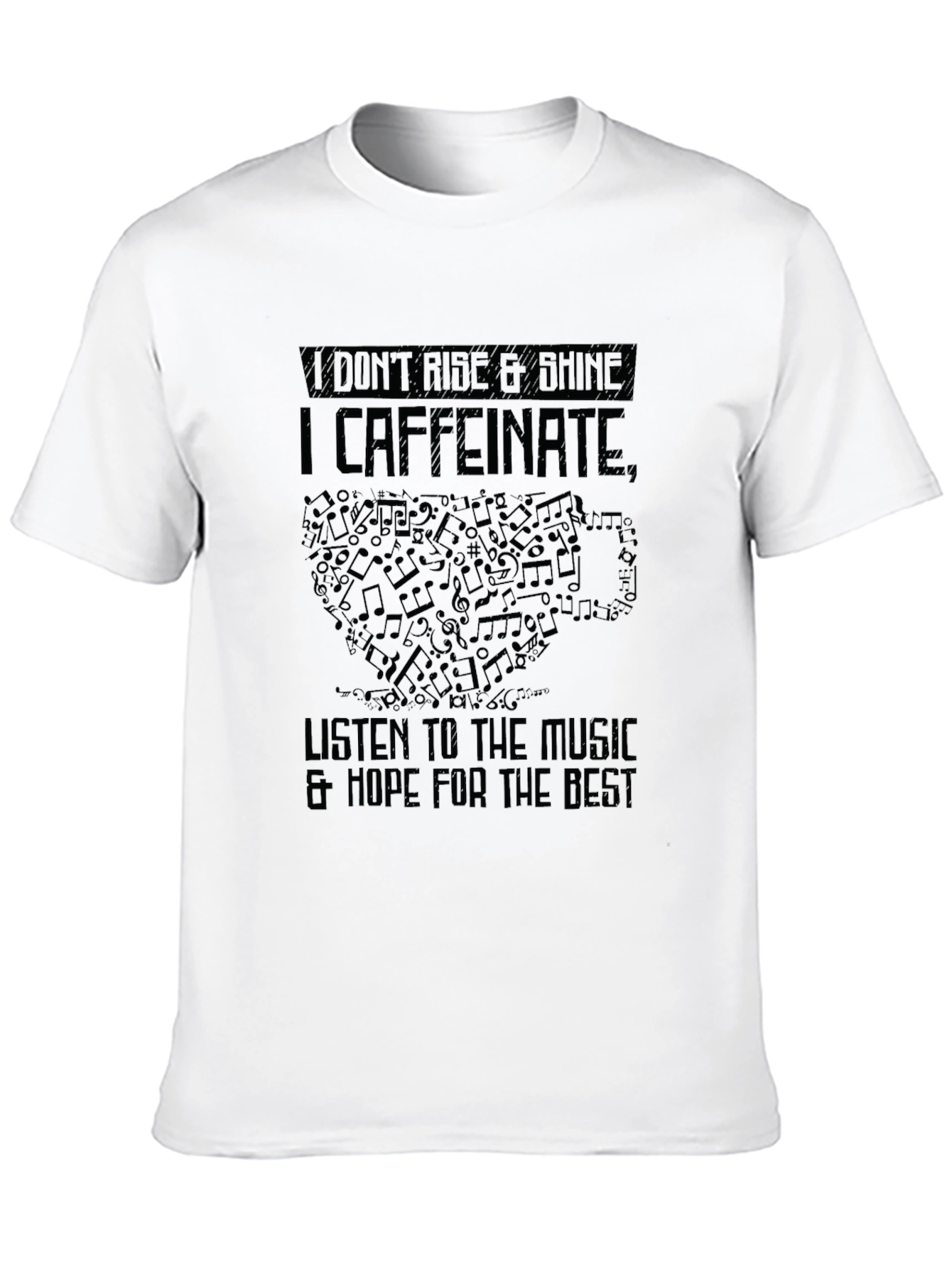 Caffeinate Music Lover Black T-Shirt
