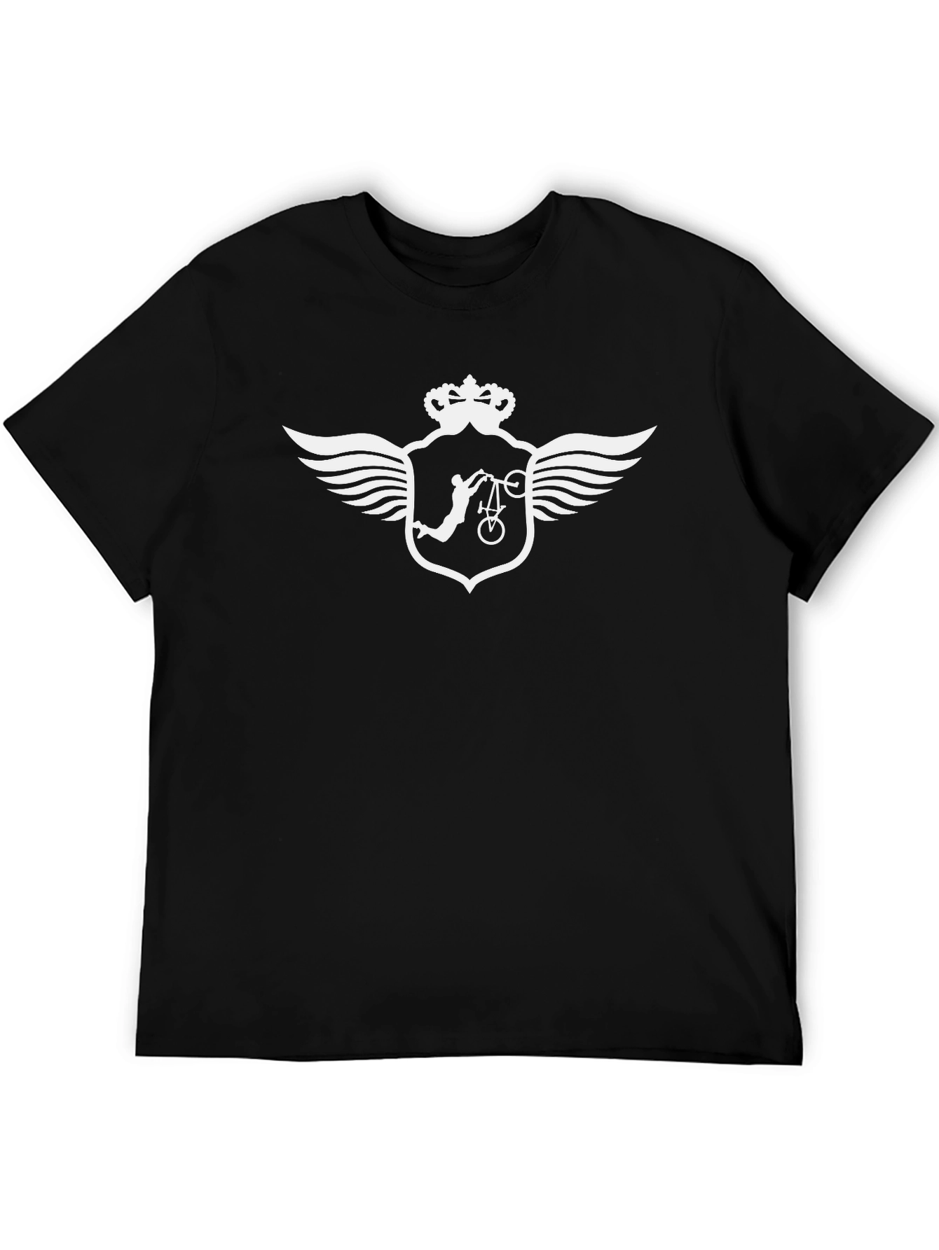 Black T-Shirt with Winged Biker Crest