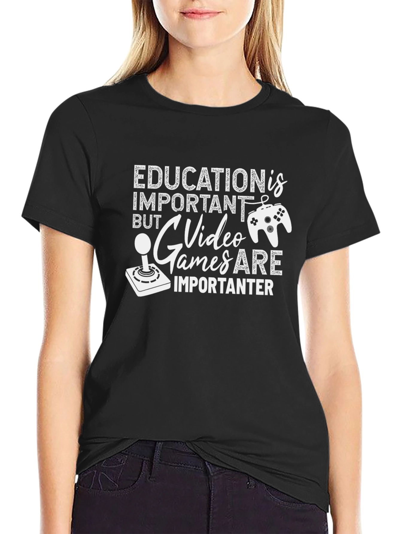 Funny Gamer T-Shirt - Education vs. Video Games