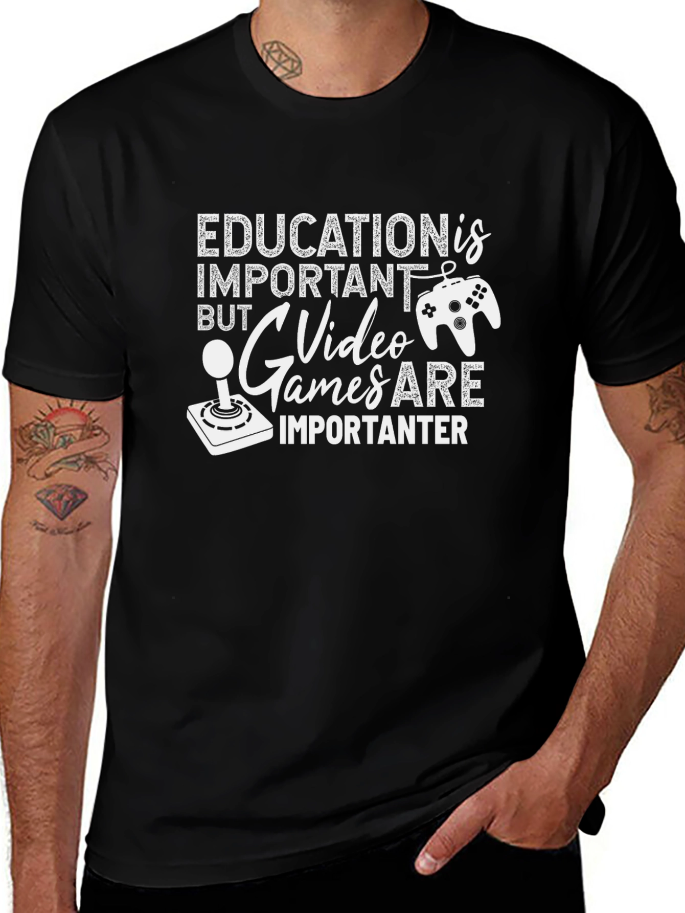 Funny Gamer T-Shirt - Education vs. Video Games