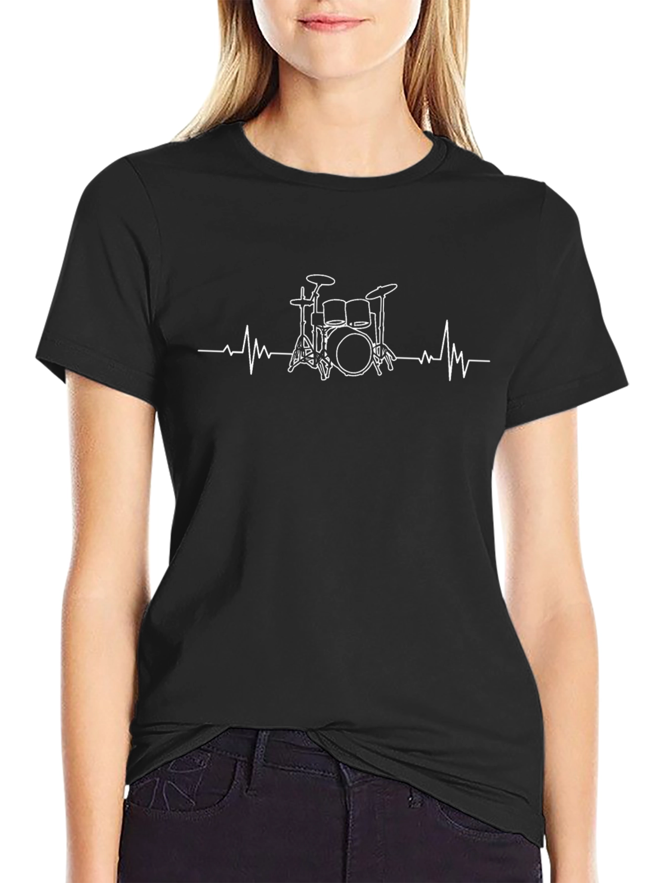 Drum Heartbeat Black Graphic Tee