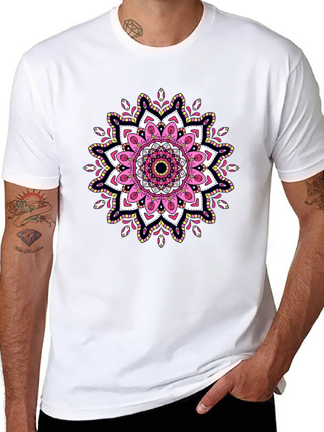 Mandala Print Black T-Shirt