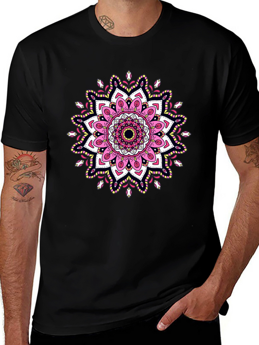 Mandala Print Black T-Shirt