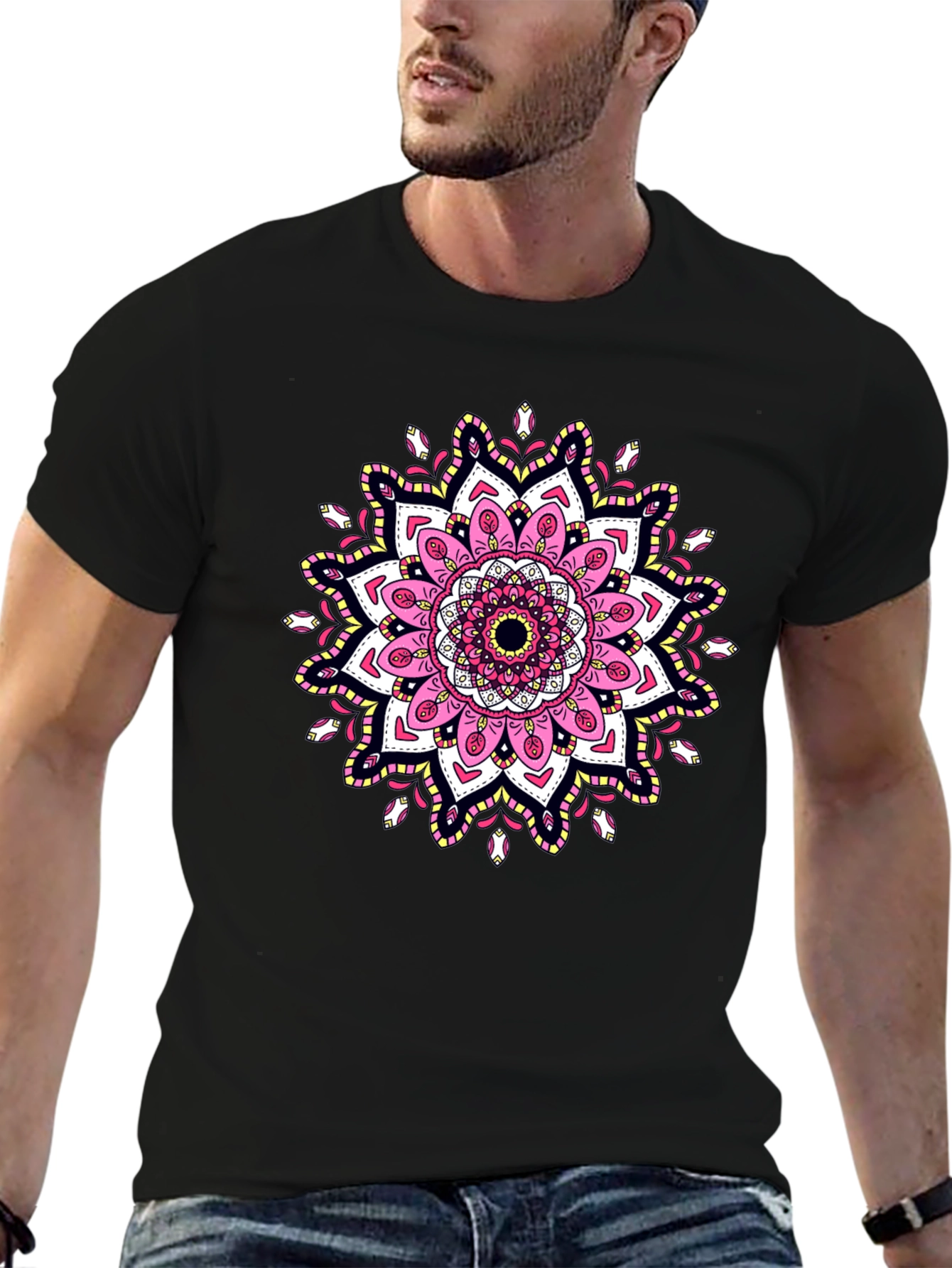 Mandala Print Black T-Shirt