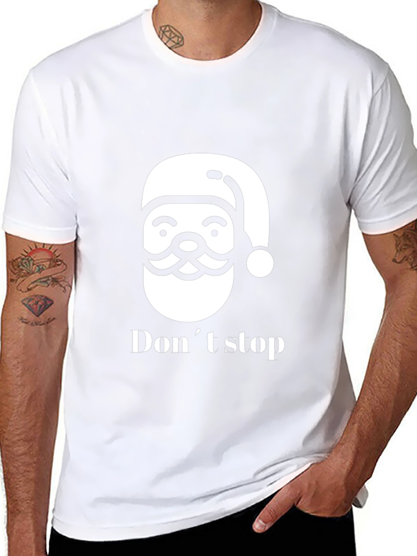 Festive Santa Dont Stop Black T-Shirt