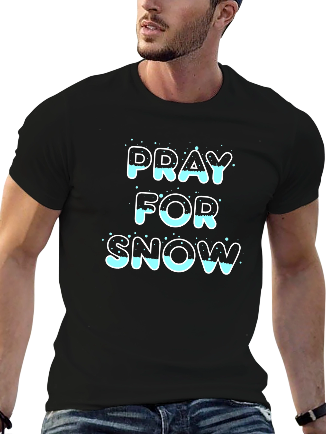 Pray for Snow T-Shirt - Black Graphic Tee