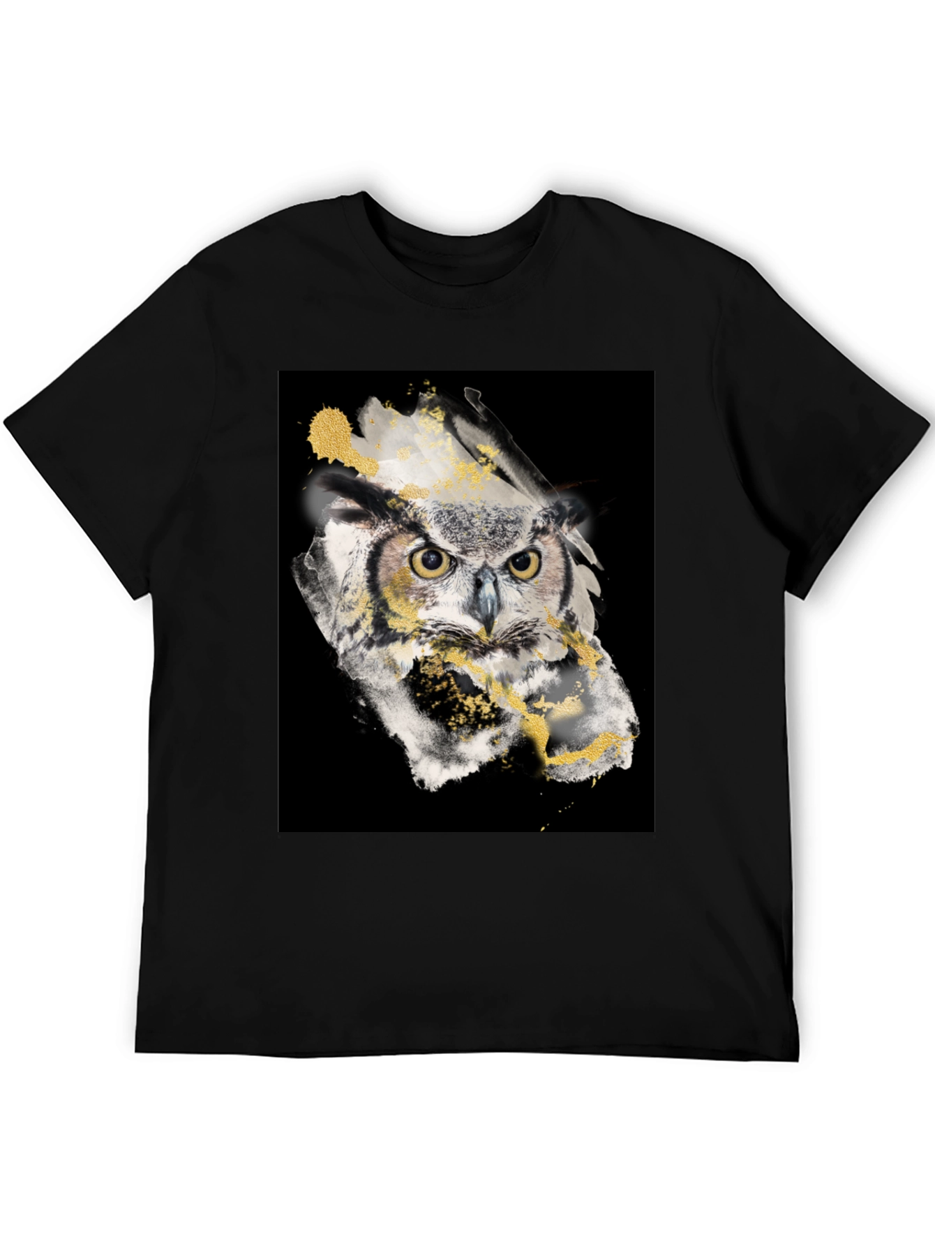 Owl Art Black T-Shirt - Mens Graphic Tee
