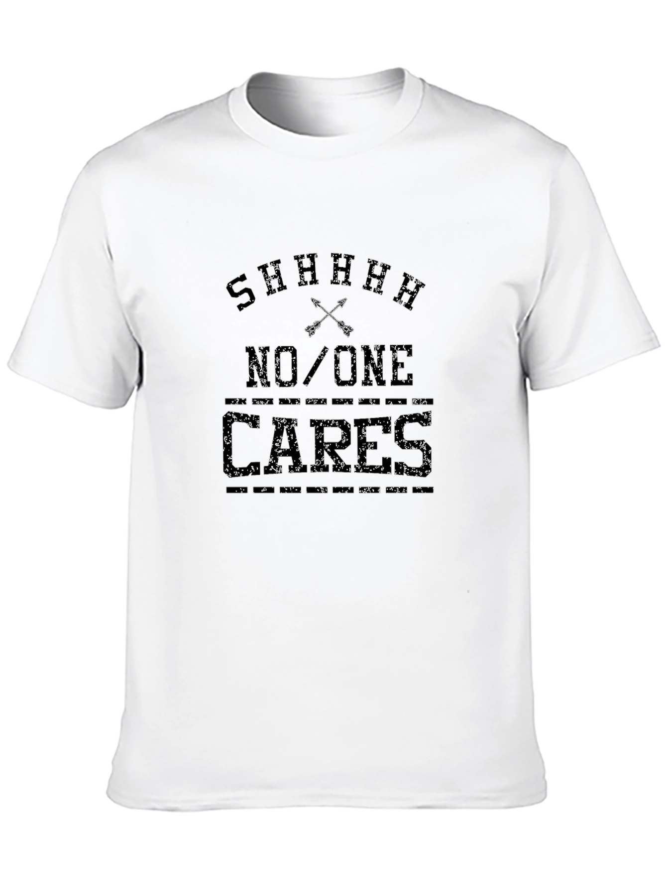 Sarcastic Shhh No One Cares Black T-Shirt