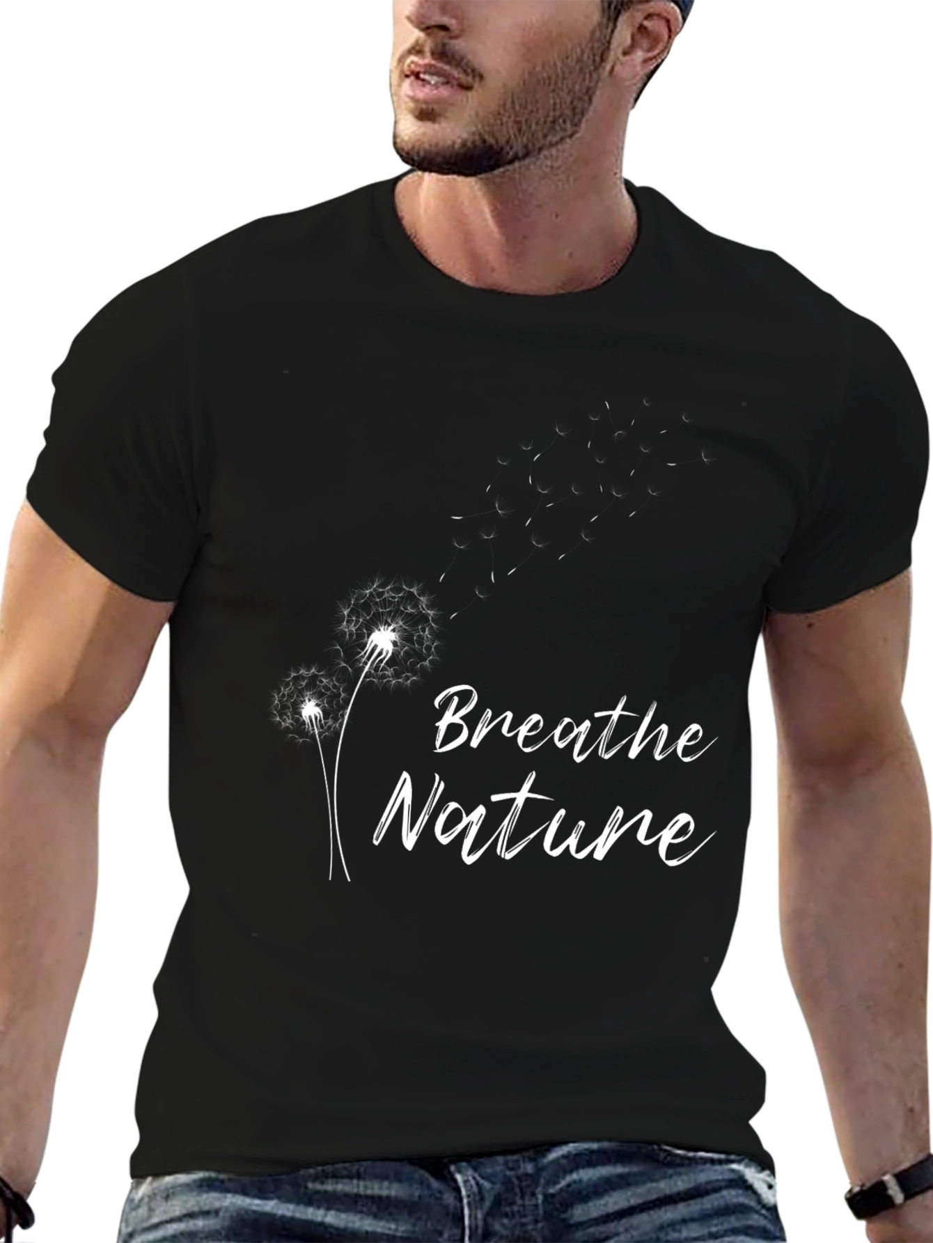 Breathe Nature Graphic Tee - Black Cotton T-Shirt