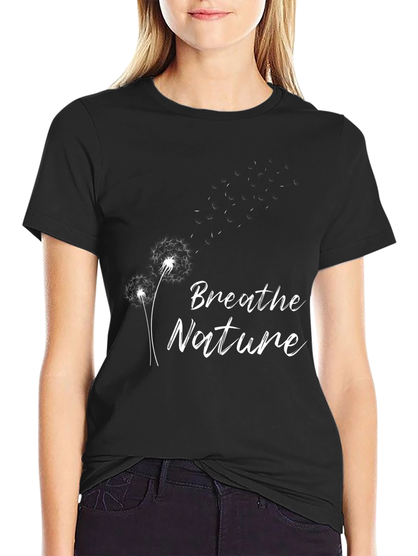 Breathe Nature Graphic Tee - Black Cotton T-Shirt