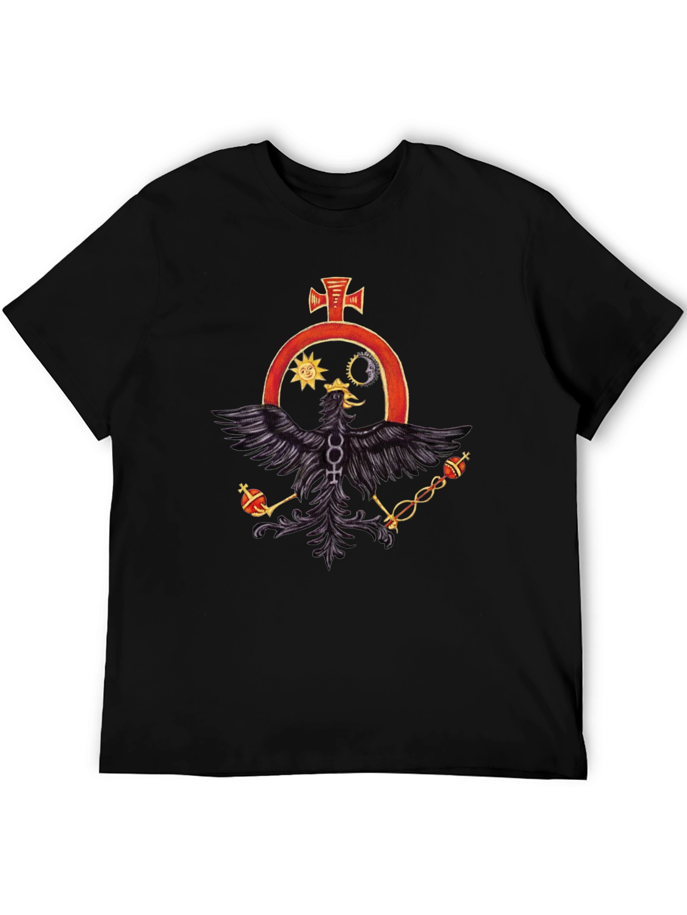 Black T-Shirt with Alchemical Symbol Eagle Design