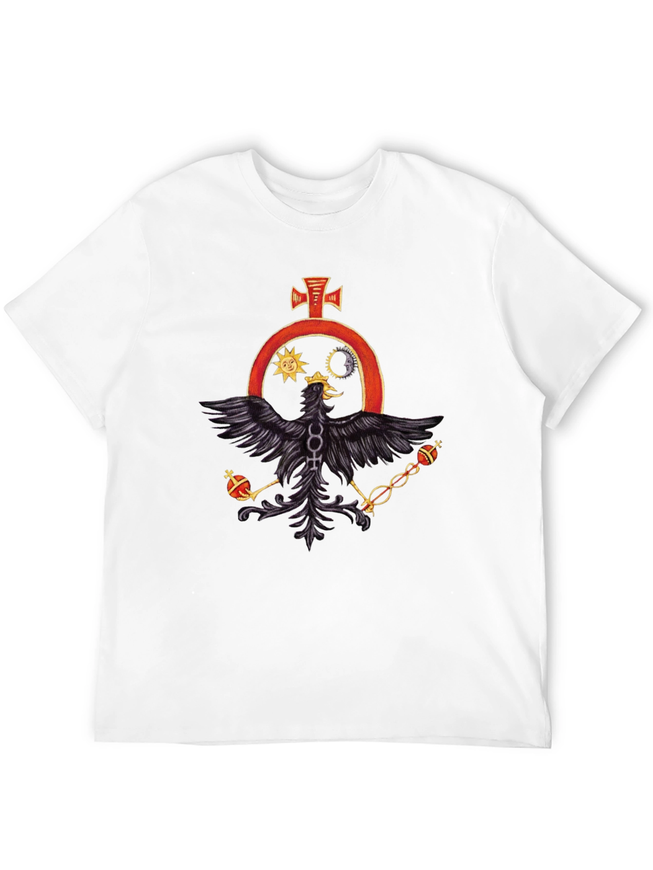 Black T-Shirt with Alchemical Symbol Eagle Design