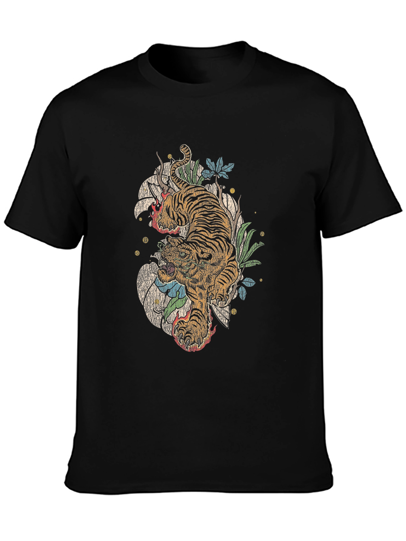 Tiger Graphic Print Crew Neck T-Shirt