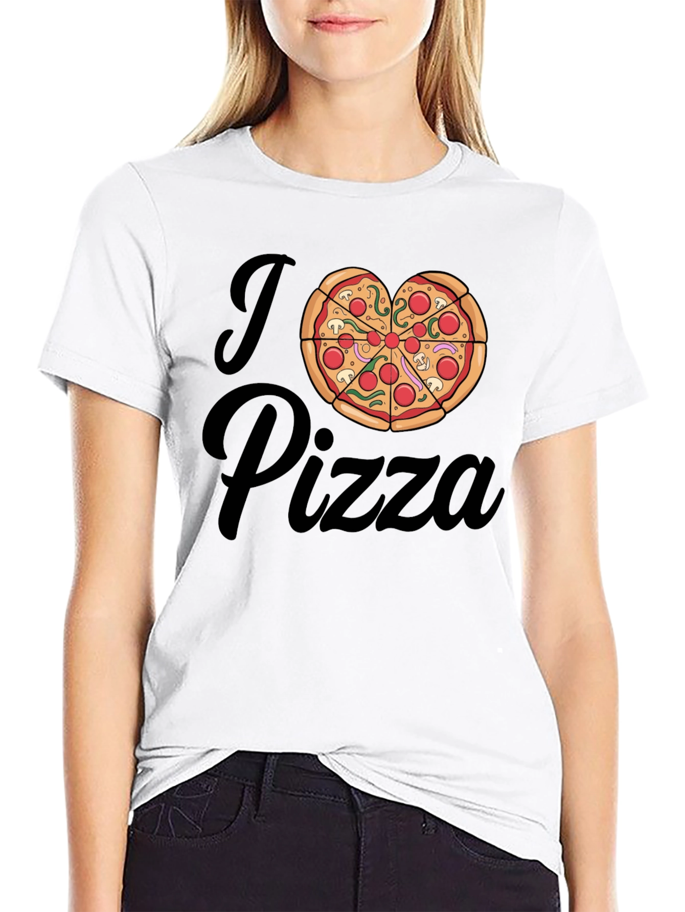 I Love Pizza T-Shirt - Heart Shaped Pizza Design