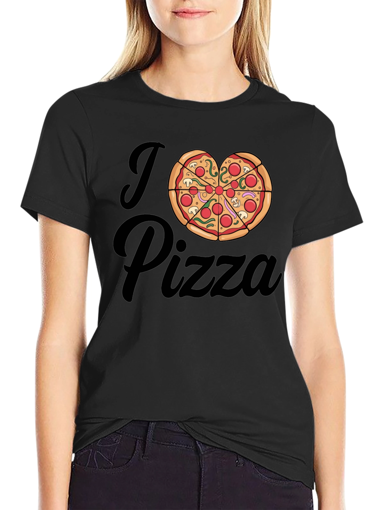 I Love Pizza T-Shirt - Heart Shaped Pizza Design
