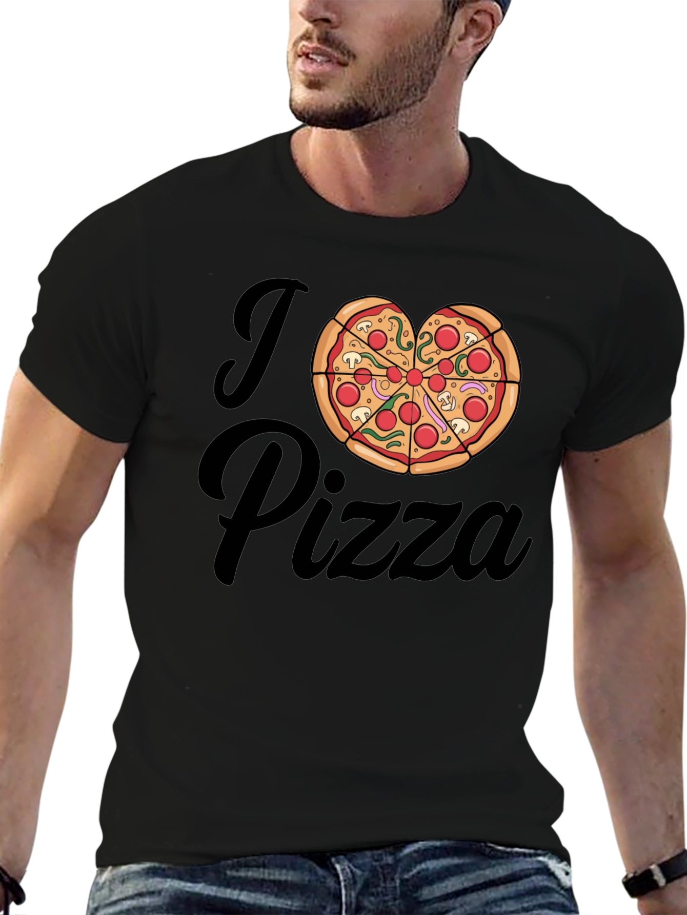 I Love Pizza T-Shirt - Heart Shaped Pizza Design