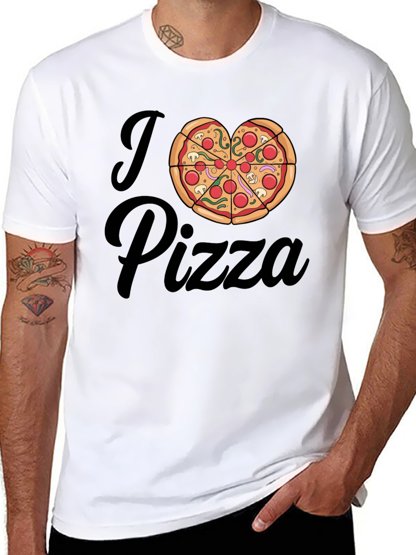 I Love Pizza T-Shirt - Heart Shaped Pizza Design
