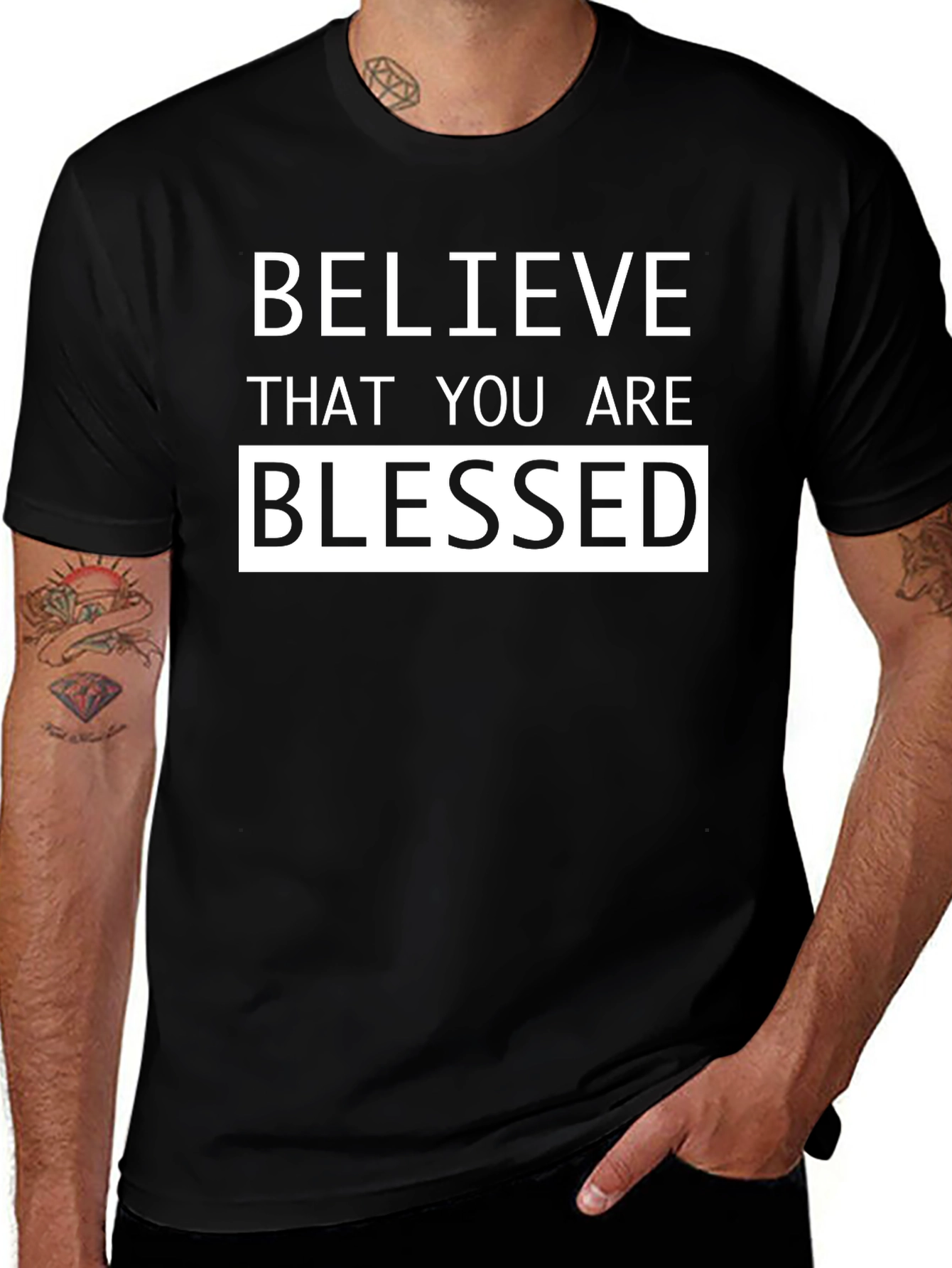 Believe Blessed Graphic Tee - Mens Black T-Shirt