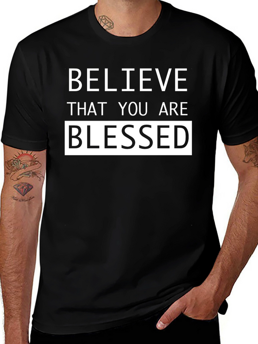 Believe Blessed Graphic Tee - Mens Black T-Shirt