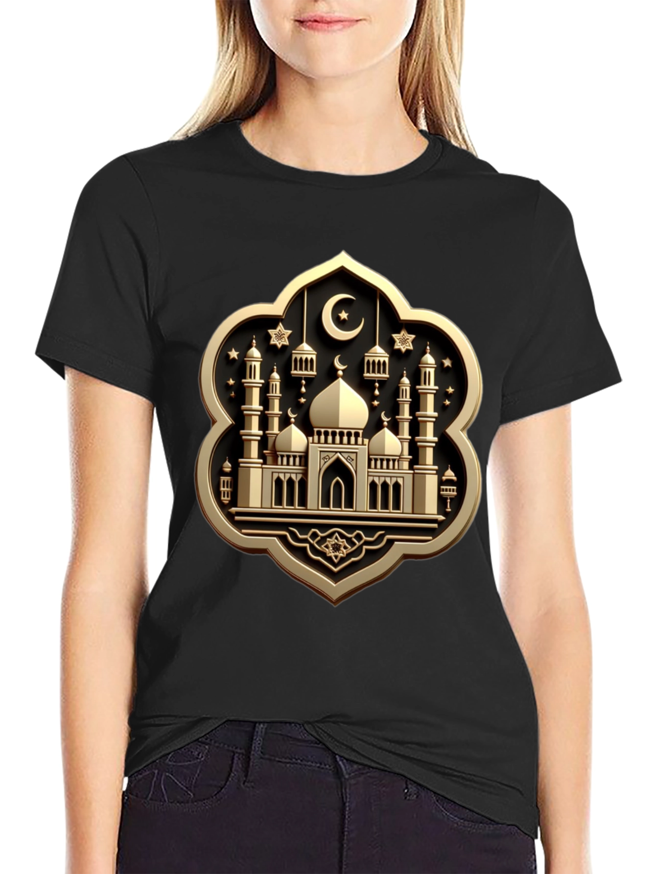 Golden Mosque Graphic Tee - Stylish Islamic Design