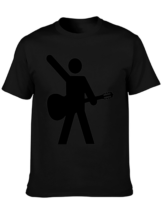 Stick Figure Guitarist Black T-Shirt
