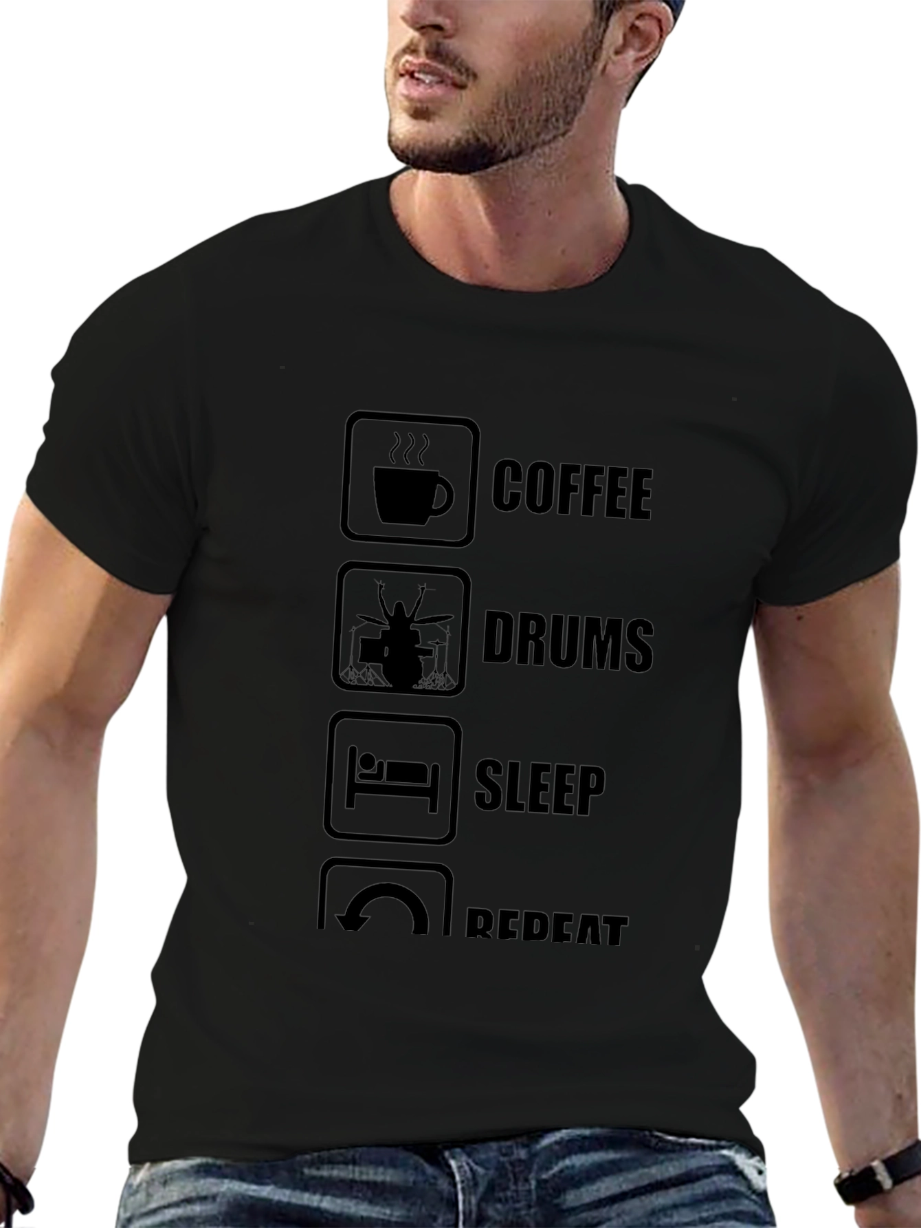 Coffee Drums Sleep Repeat Graphic Tee