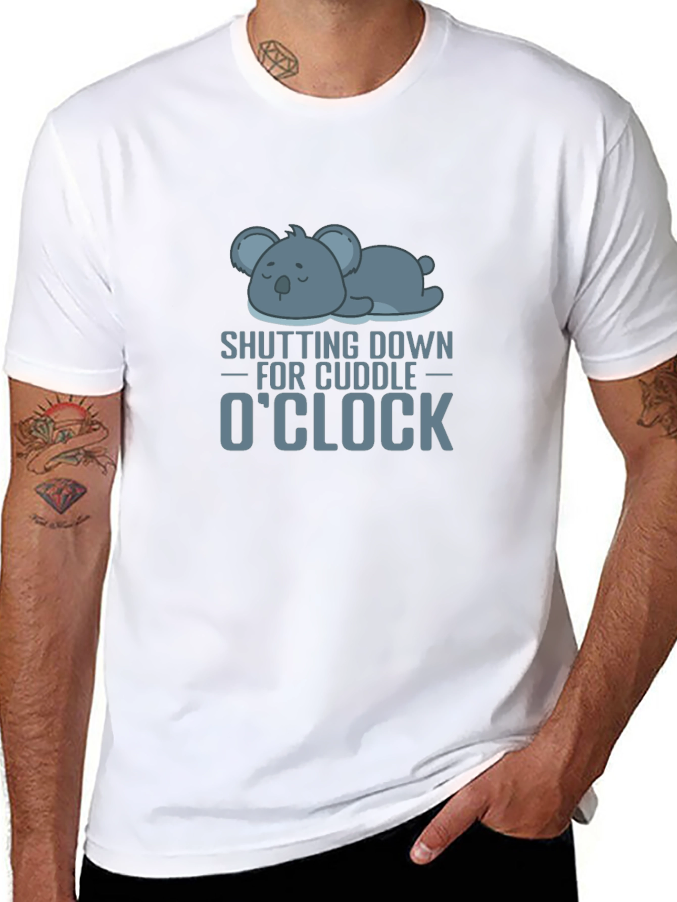 Cuddle OClock Black T-Shirt with Koala Graphic