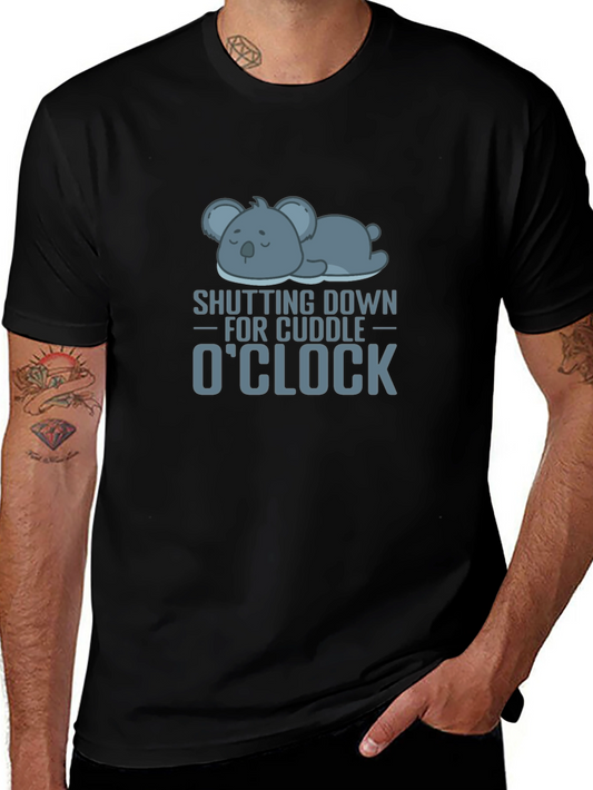 Cuddle OClock Black T-Shirt with Koala Graphic