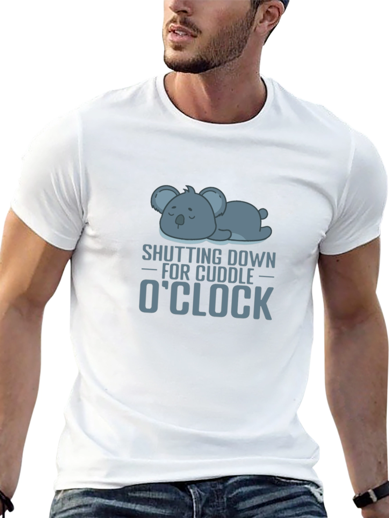 Cuddle OClock Black T-Shirt with Koala Graphic