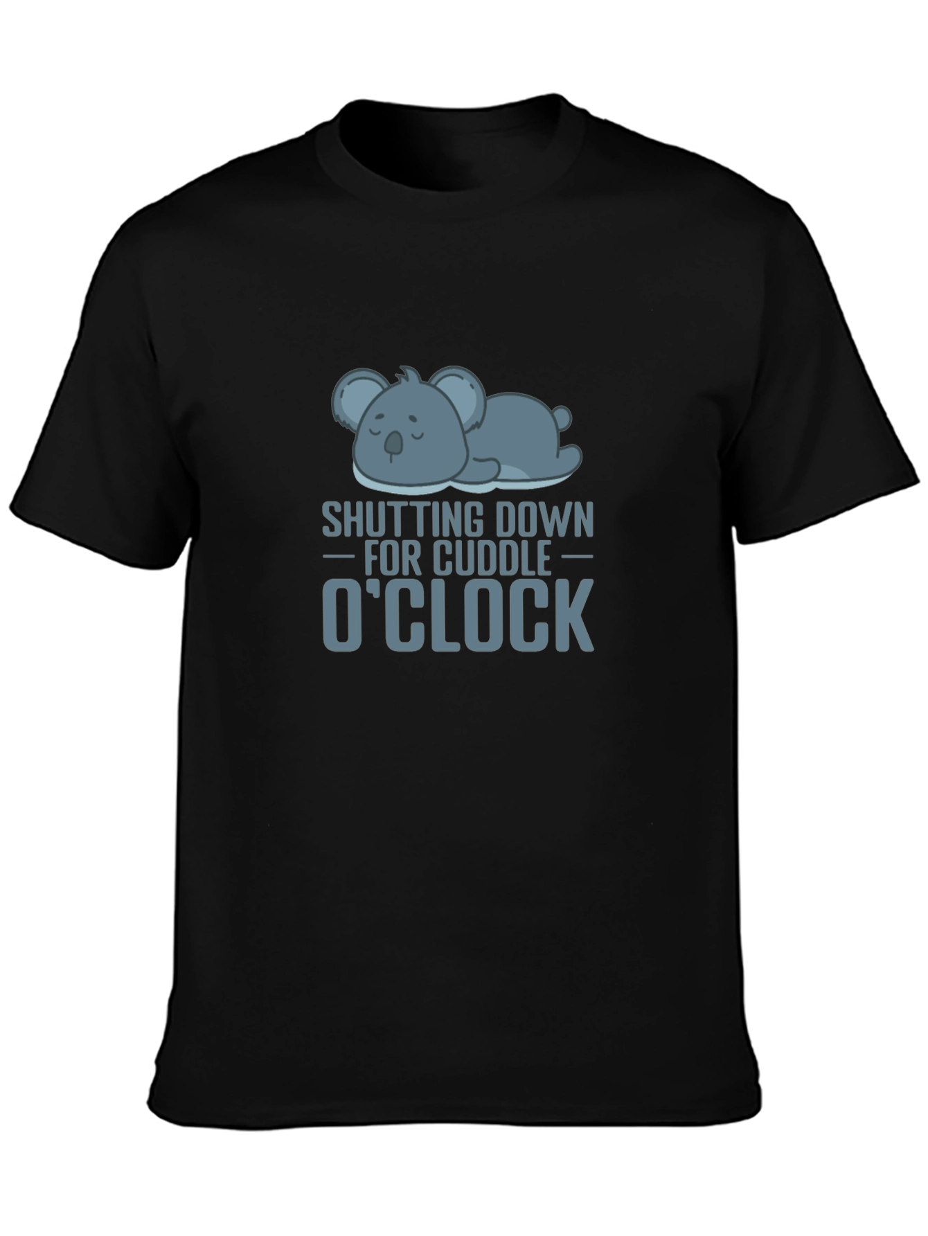 Cuddle OClock Black T-Shirt with Koala Graphic