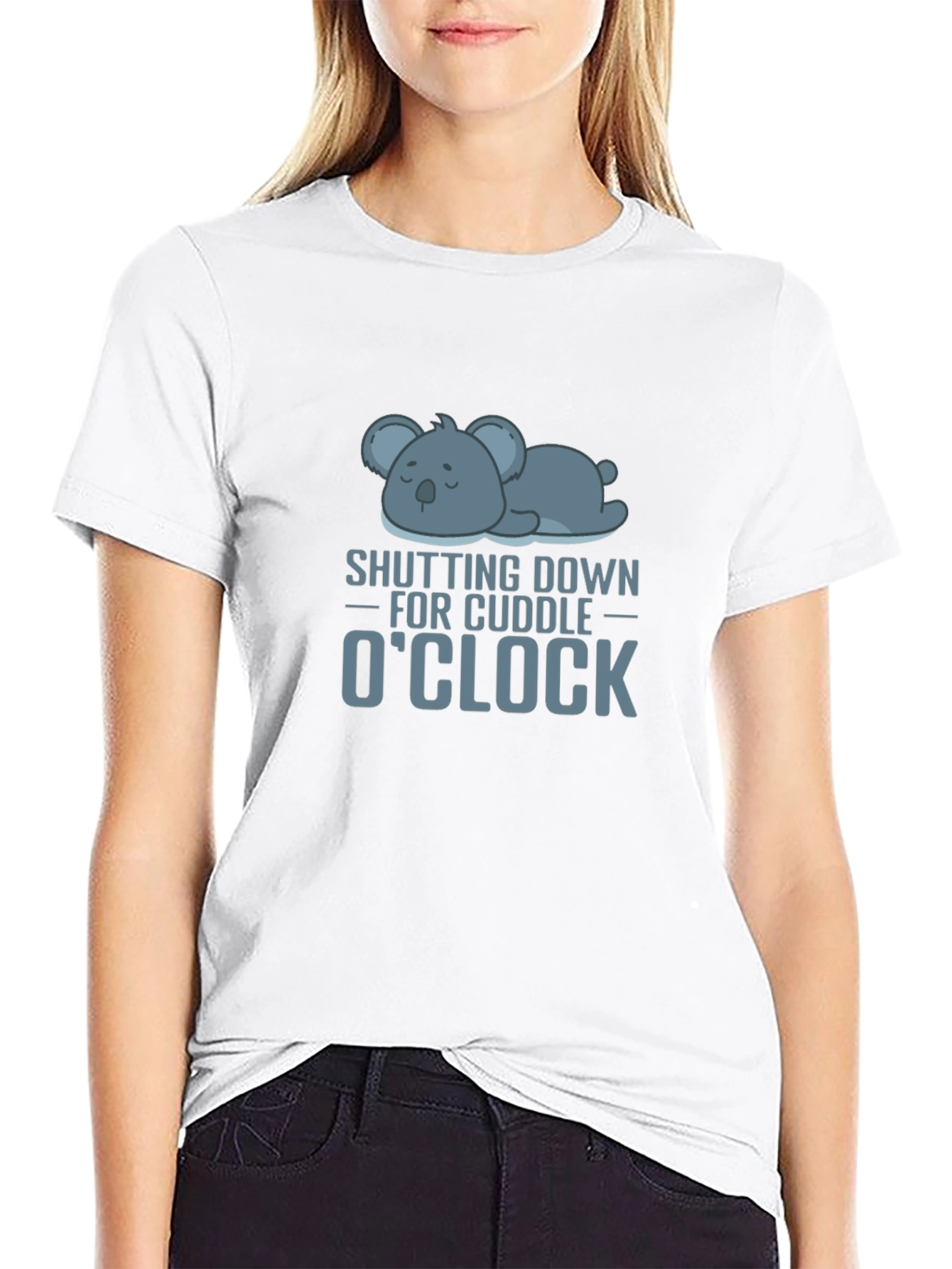 Cuddle OClock Black T-Shirt with Koala Graphic