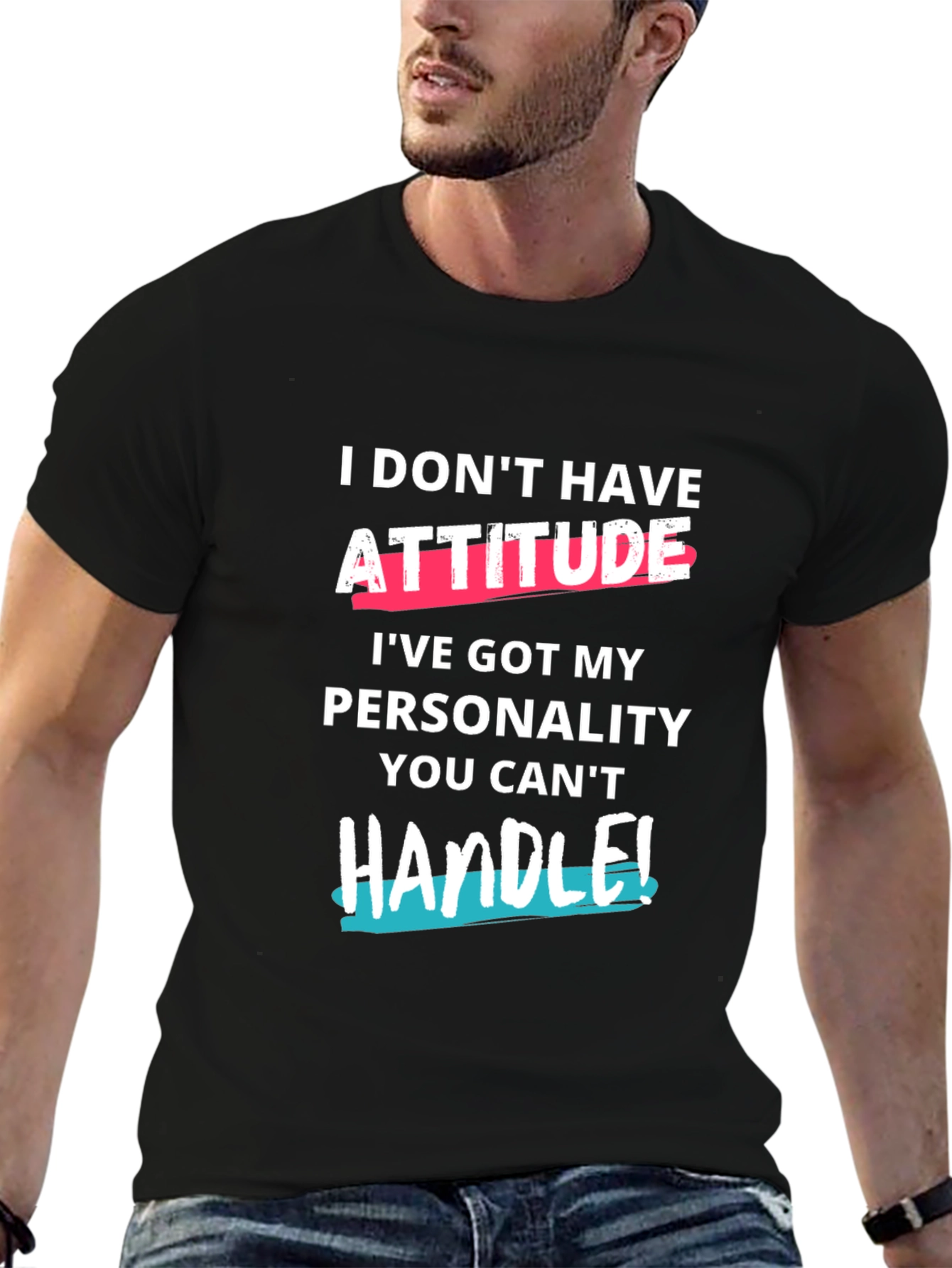 Attitude Personality Graphic Tee - Black