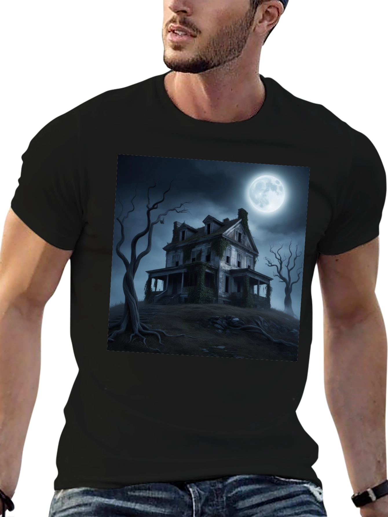 Haunted House Graphic Tee - Spooky Halloween Shirt