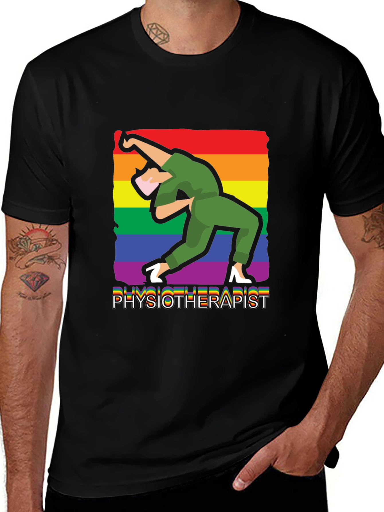 Physiotherapist Pride T-Shirt - Rainbow Design