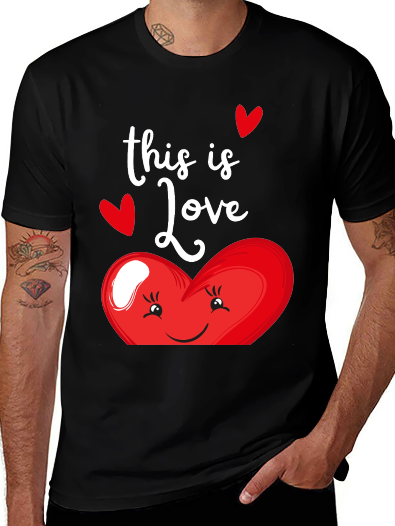 This Is Love Heart Graphic Black T-Shirt